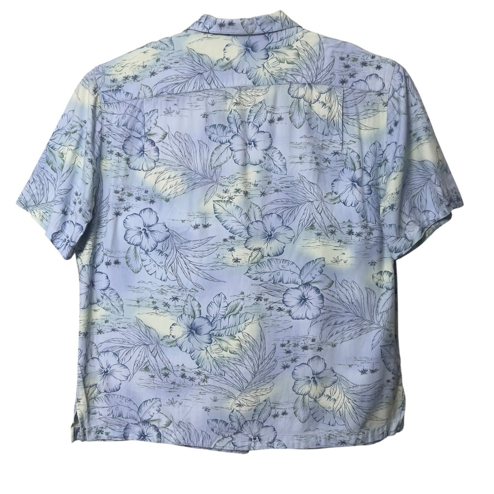 Havana Jacks Cafe XL Hawaiian Camp Shirt Aloha Blue Hibiscus Tropical Floral - Picture 2 of 5